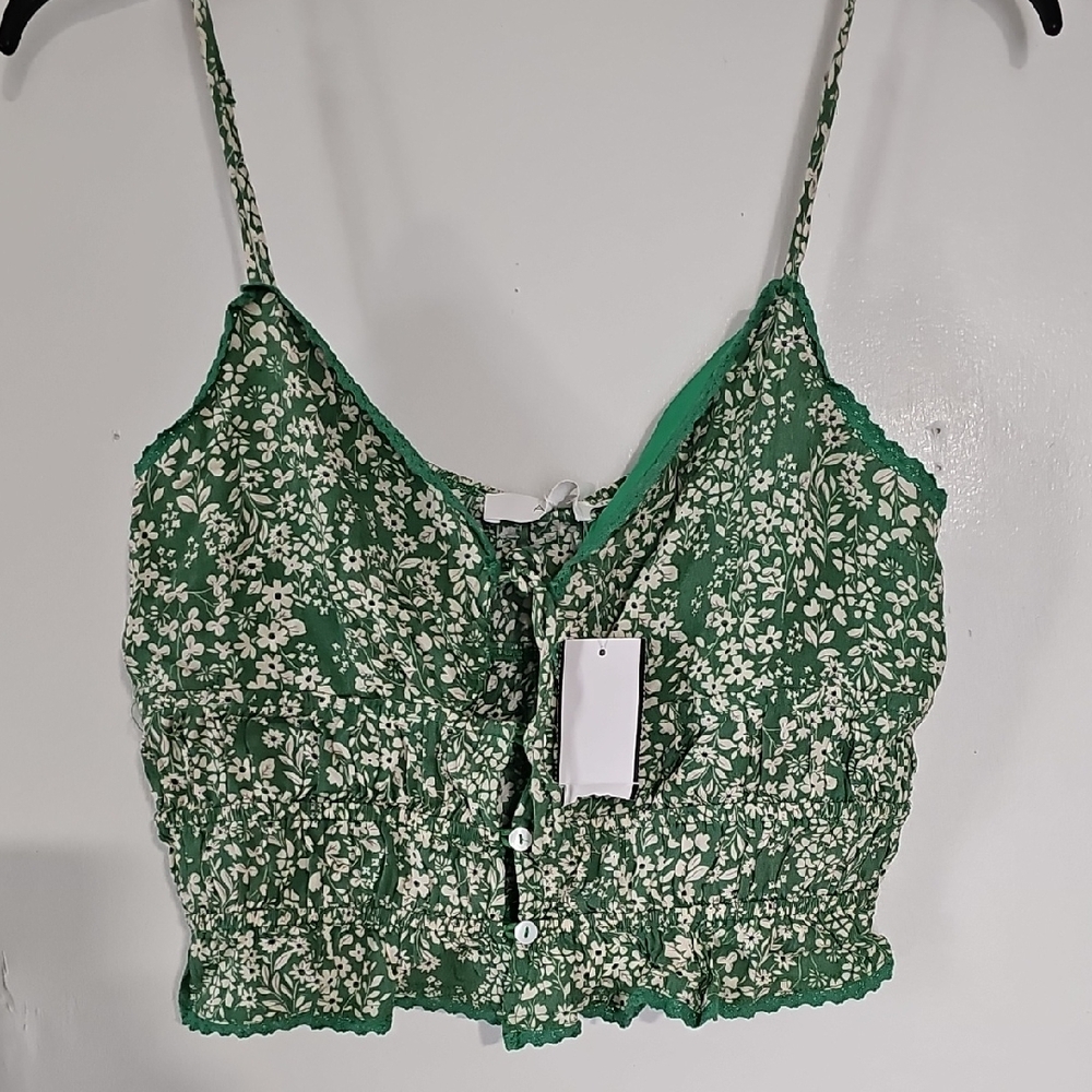 Astr Green Floral Camisole Top